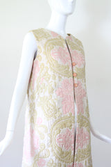 "Muted Silk Paisley" Vintage 1960's Silk Paisley Longline Waistcoat UK 12 US 8