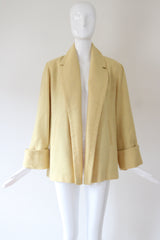 "Macaroon Yellow" Vintage 1940's Macaroon Yellow Wool Swing Jacket UK 10-14 US 6-10
