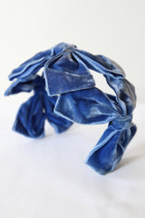 "Velvet Bows" Vintage 1950's Cerulean Blue Velvet Bow Bandeau Hat