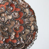 "Velvet Blossoms & Beads" Vintage 1950's Ginger & Champagne Velvet Beaded Cocktail Hat