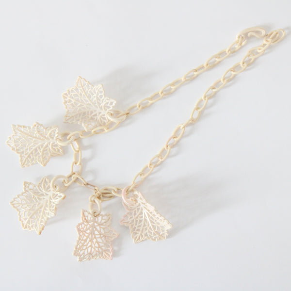 "Cream Leaves" Vintage 1940's Cream Leaf Celluloid Necklace