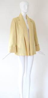 "Macaroon Yellow" Vintage 1940's Macaroon Yellow Wool Swing Jacket UK 10-14 US 6-10