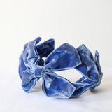 "Velvet Bows" Vintage 1950's Cerulean Blue Velvet Bow Bandeau Hat