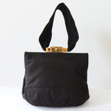 "Black Suede Wristlet" Vintage 1940's Black Suede Wristlet