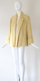 "Macaroon Yellow" Vintage 1940's Macaroon Yellow Wool Swing Jacket UK 10-14 US 6-10