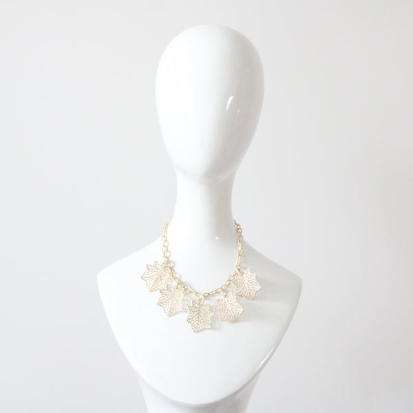 "Cream Leaves" Vintage 1940's Cream Leaf Celluloid Necklace