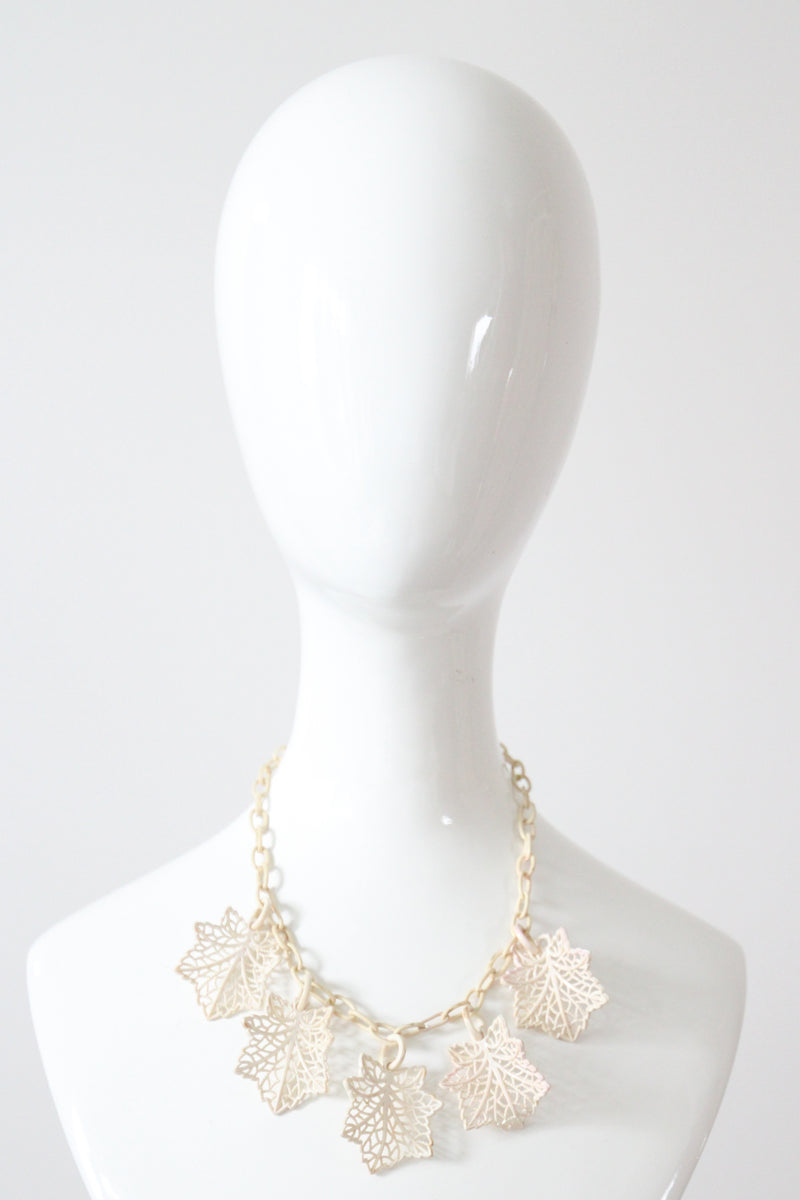 "Cream Leaves" Vintage 1940's Cream Leaf Celluloid Necklace