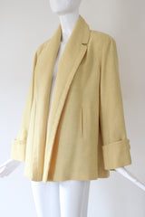 "Macaroon Yellow" Vintage 1940's Macaroon Yellow Wool Swing Jacket UK 10-14 US 6-10