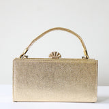 "Shell Clasp" Vintage 1960's Gold Vinyl Shell Clasp Box Bag