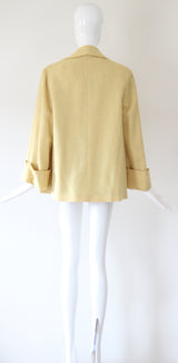 "Macaroon Yellow" Vintage 1940's Macaroon Yellow Wool Swing Jacket UK 10-14 US 6-10