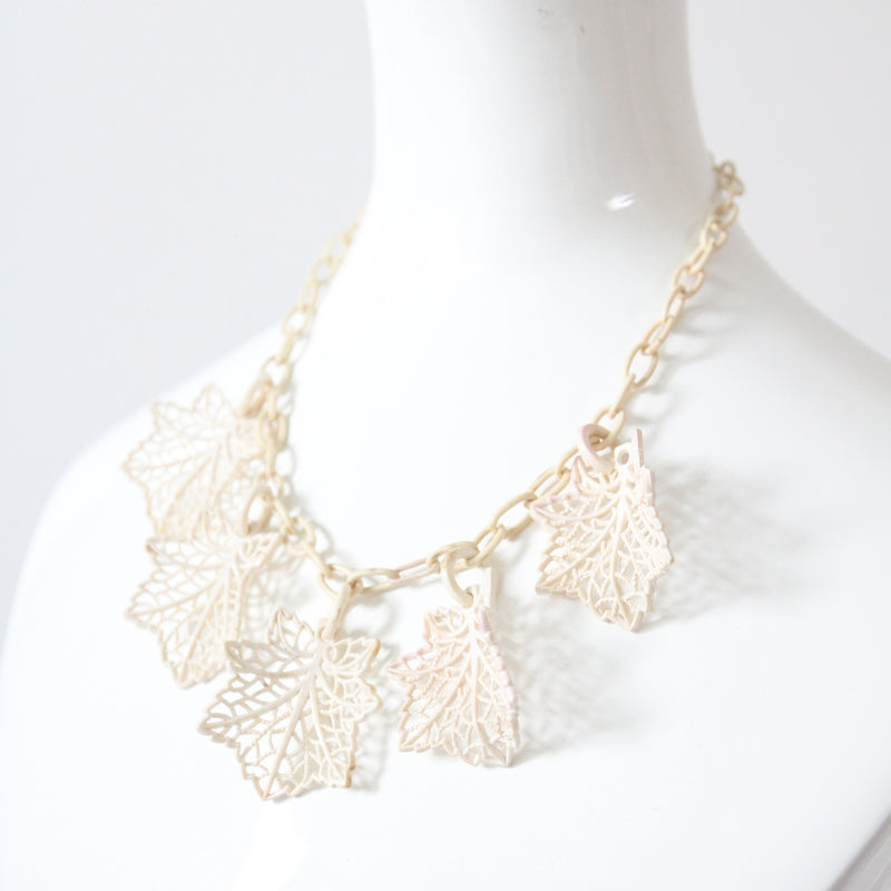 "Cream Leaves" Vintage 1940's Cream Leaf Celluloid Necklace