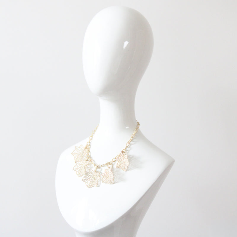 "Cream Leaves" Vintage 1940's Cream Leaf Celluloid Necklace