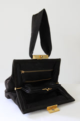 "Black Suede Wristlet" Vintage 1940's Black Suede Wristlet