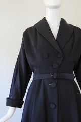 "Navy Silk Faille" Vintage 1950's Navy Blue Silk Faille Suzy Perette Dress UK 10 US 6