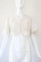 "Embroidered & Scalloped" Antique Victorian Cotton & Lace Embroidered Jacket UK 8 US 4