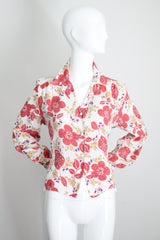 "Coral Florals" Vintage 1940's Floral Rayon Blouse UK 12-14 US 8-10