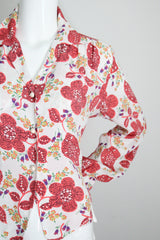 "Coral Florals" Vintage 1940's Floral Rayon Blouse UK 12-14 US 8-10