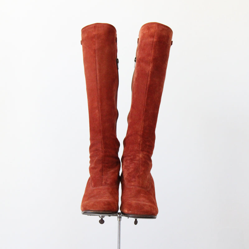 "Ginger Gucci" Vintage 1970's Ginger Suede Gucci Boots UK 5.5 EU 38.5 US 7.5