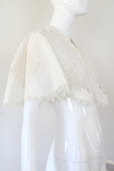 "Embroidered & Scalloped" Antique Victorian Cotton & Lace Embroidered Jacket UK 8 US 4