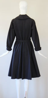 "Navy Silk Faille" Vintage 1950's Navy Blue Silk Faille Suzy Perette Dress UK 10 US 6