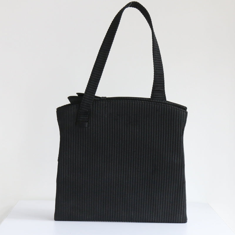 "Black Satin Bow" Vintage 1950's Black Satin Handbag