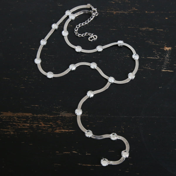 "Silver Snake Chain & Rhinestones" Christian Dior Rhinestone & Chain Necklace
