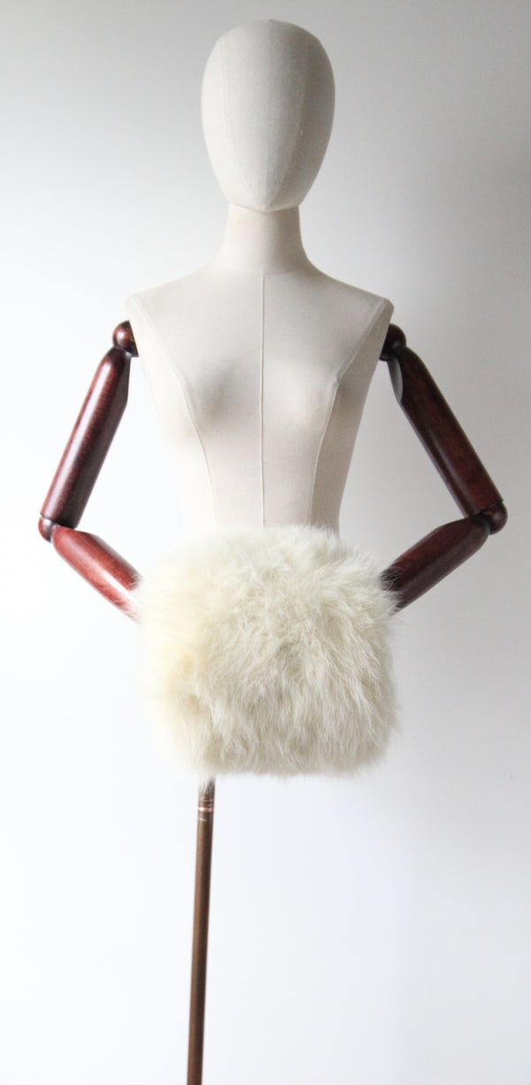 "Winter Warmth" Vintage 1950's White Winter Hand Muff