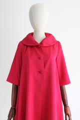 "Wild Rose" Vintage 1950's Wild Rose Pink Satin Swing Coat UK 8 US 4