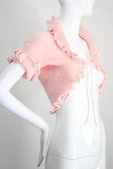 "Scalloped Dior" Vintage 1970's Christian Dior Pink Knitted Bed Jacket UK 8-10 US 4-6