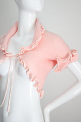 "Scalloped Dior" Vintage 1970's Christian Dior Pink Knitted Bed Jacket UK 8-10 US 4-6