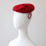 "Ruby Velvet & Plume" Vintage 1950's Ruby Red Velvet & Plume Percher Hat