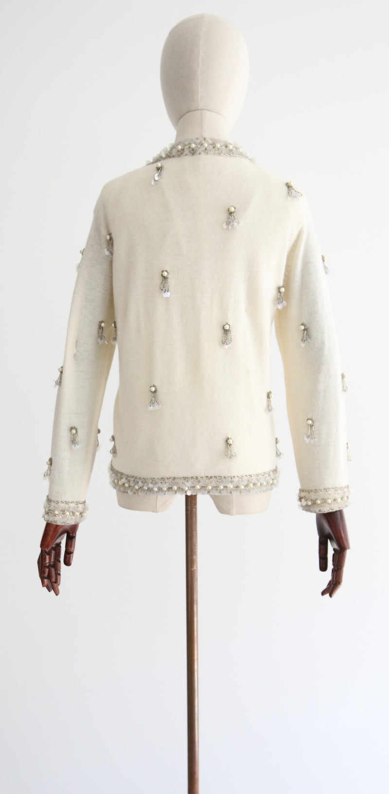 "Iridescent Sequins & Pearls" Vintage 1960's Embellished Cardigan UK 14 US 10