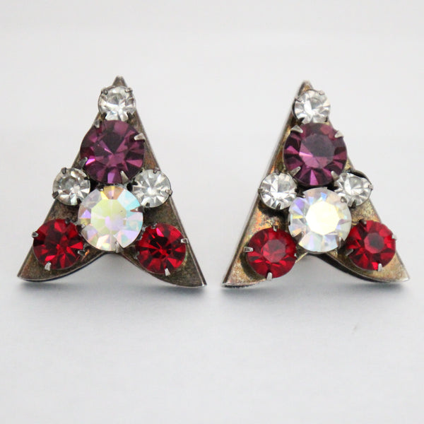 "Rhinestone Tips" Vintage 1950's Rhinestone Embellished Collar Tips