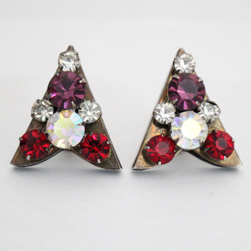 "Rhinestone Tips" Vintage 1950's Rhinestone Embellished Collar Tips