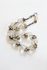 "Glass Beads & Rhinestones" Vintage 1930's Faceted Glass Bead & Rhinestone Bracelet
