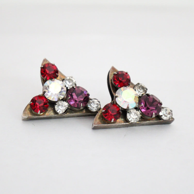 "Rhinestone Tips" Vintage 1950's Rhinestone Embellished Collar Tips
