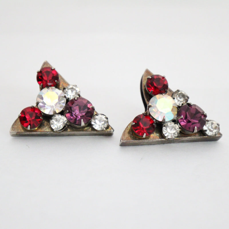 "Rhinestone Tips" Vintage 1950's Rhinestone Embellished Collar Tips
