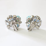 "Confetti Cabochon" Vintage 1950's Palette of Blue Cabochons & Rhinestone Clip on Earrings