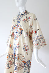 "Silk Pagodas" Vintage 1940's Cream Silk Embroidered Coat UK 8-14 US 4-10