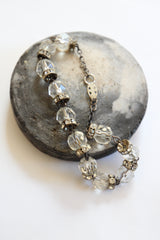 "Glass Beads & Rhinestones" Vintage 1930's Faceted Glass Bead & Rhinestone Bracelet