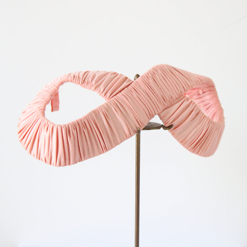 "Pink Infinity" Vintage 1940's Ballerina Pink Pleated Infinity Loop Fascinator