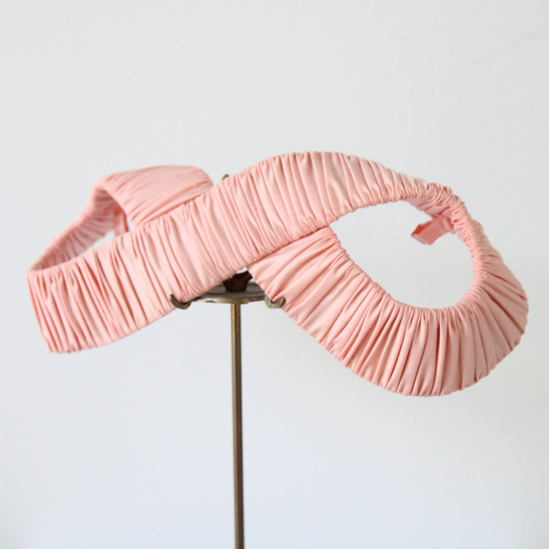 "Pink Infinity" Vintage 1940's Ballerina Pink Pleated Infinity Loop Fascinator