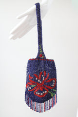 "Red Blooms & Beads" Vintage 1920's Beaded Floral Handbag