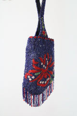 "Red Blooms & Beads" Vintage 1920's Beaded Floral Handbag