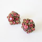 "Rose Rhinestones" Vintage 1930's Rose Rhinestone Screw Back Earrings