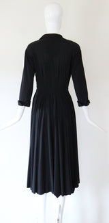 "Asymmetrical Collar" Vintage 1940's Asymmetrical Soutache Collar Dress UK 8 US 4