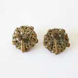 "Rose Rhinestones" Vintage 1930's Rose Rhinestone Screw Back Earrings