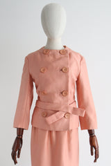 "Blushing Peach" Vintage 1960's Christian Dior Silk Skirt Suit UK 6 US 2