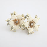 "Sparkling Florals" Vintage 1960's Floral & Rhinestone Clip On Earrings