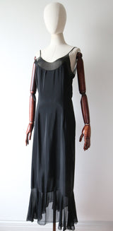 “Liliane de Monte Carlo" Vintage 1930's Couture Silk Chiffon Beaded Tiered Evening Gown UK 6-8 US 2-4